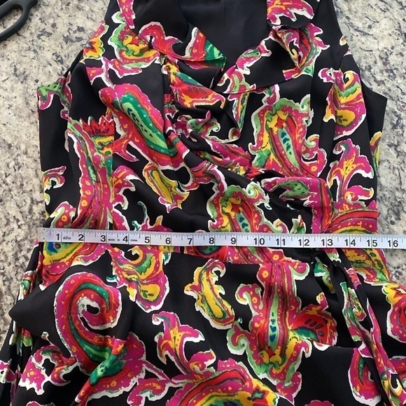 Ralph Lauren Black Pink Multi Paisley Silk Ruffle Wrap Dress 6 RR16 - Picture 13 of 13